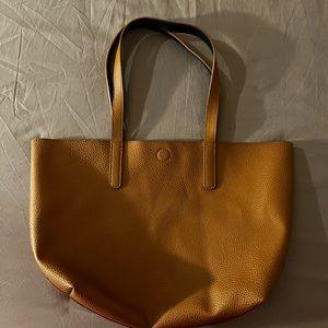 Brown faux leather tote bag